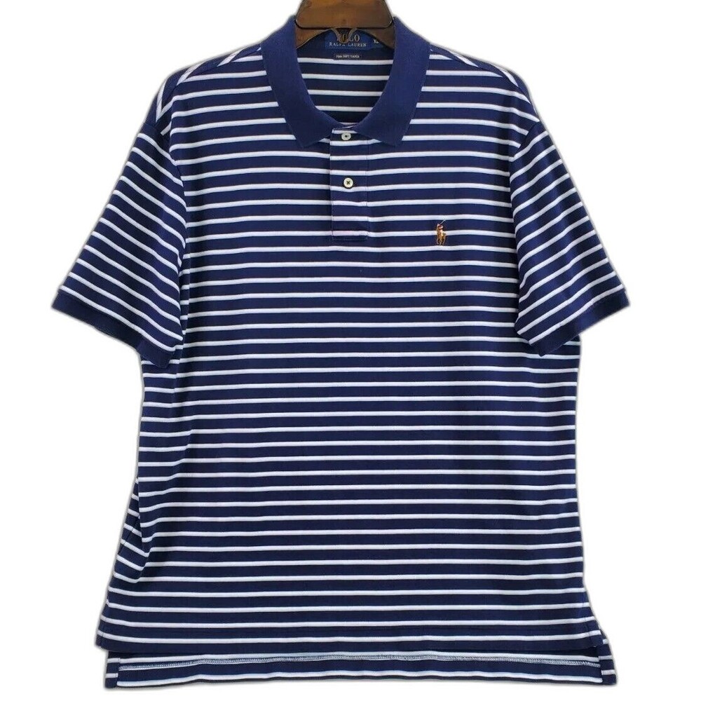 Polo Ralph Lauren Golf Polo Shirt Pima Soft Touch Striped Sport Casual Mens XL